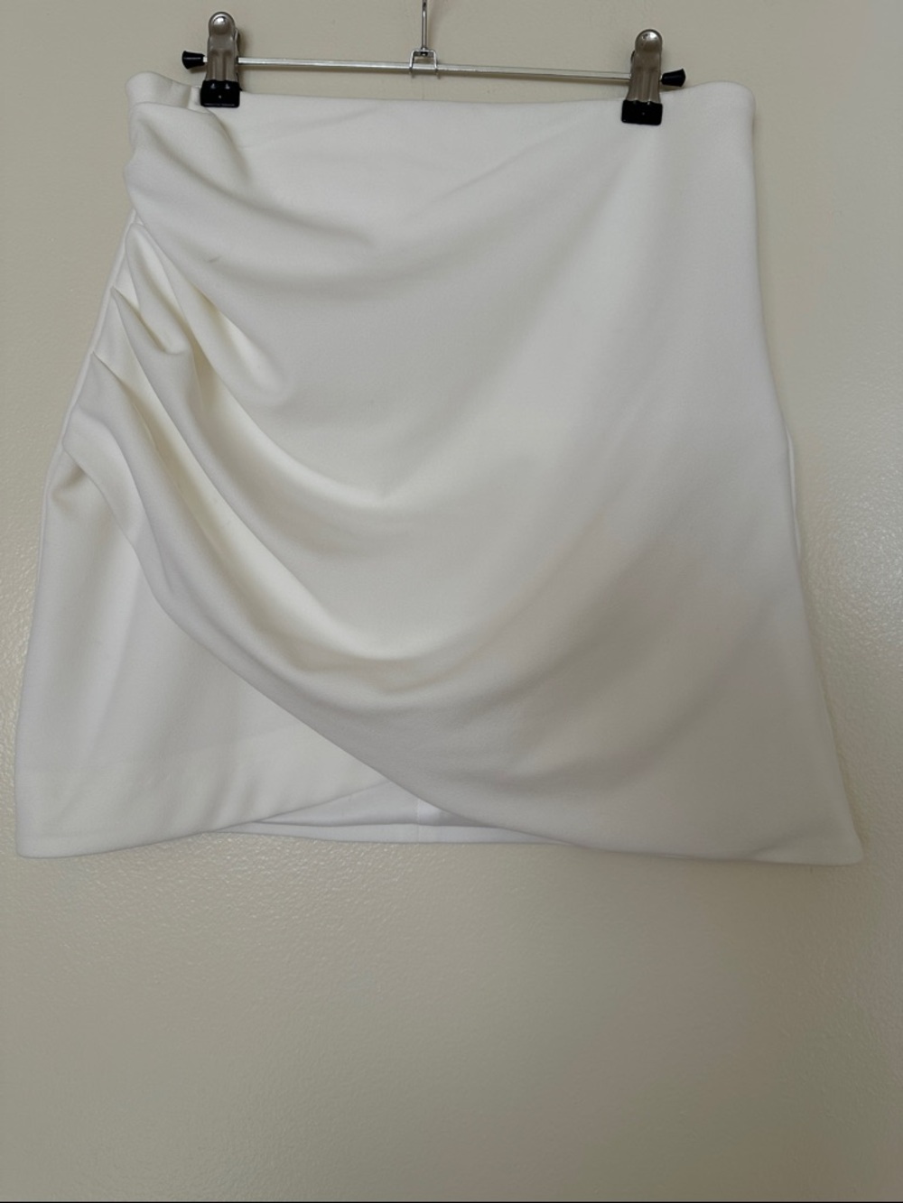 Zara White Draped Mini Skirt
